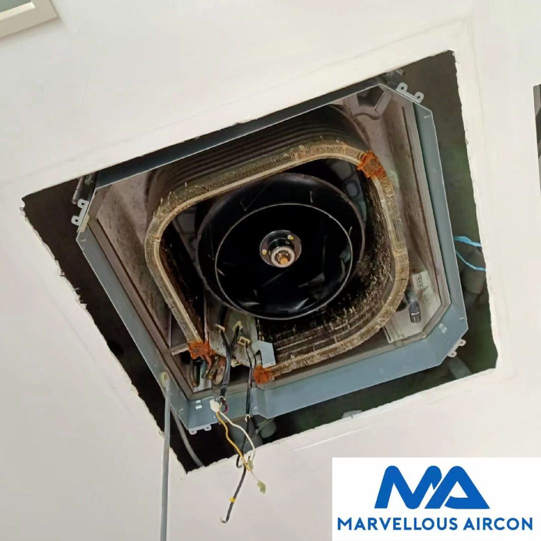 Cleaning Ceiling Cassette Aircon Water Tray